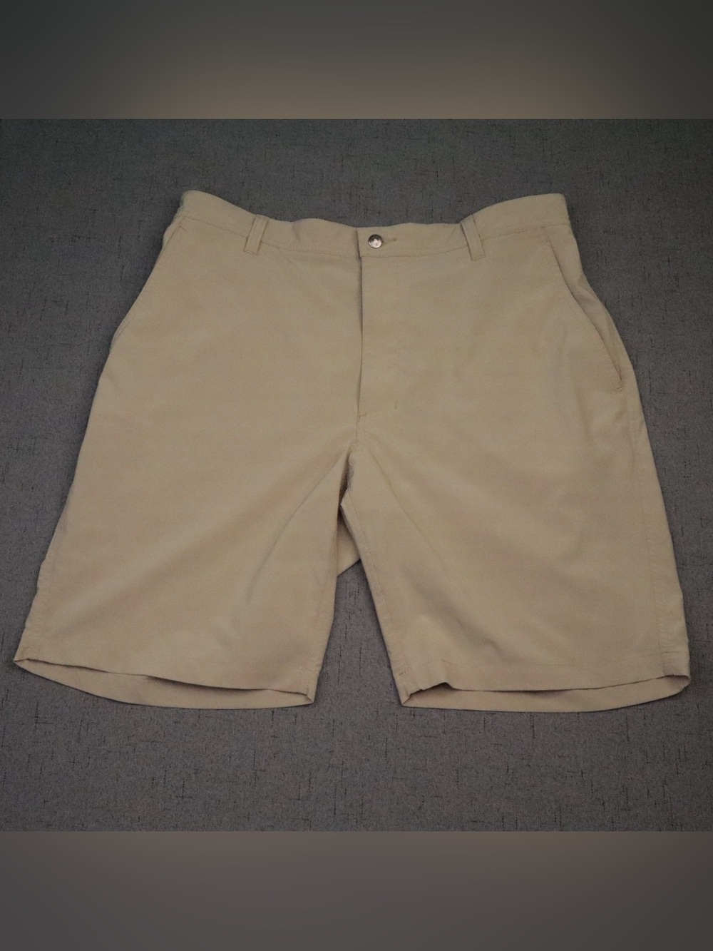 FootJoy Performance Golf Shorts Mens 34 Khaki Flat Front Athletic 8" Inseam